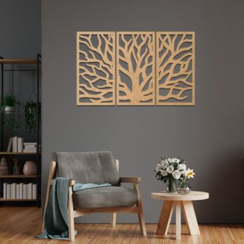 Modern Three Panel Tree Of Life Wooden Wall Art, 5 of 12