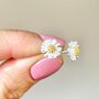 Sterling Silver Gold Vermeil Plated Daisy Stud Earrings, thumbnail 2 of 3
