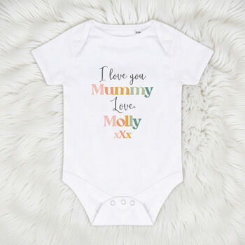 Pastel I Love You Mummy Personalised Baby Outfit, 2 of 4