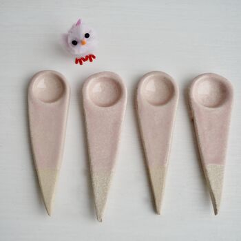 Handmade Small Blush Pink Pottery Salt Or Spice Spoon, 3 of 7