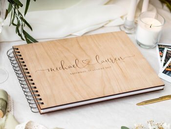 Personalised Wood Wedding Guest Book Alternative, 7 of 12