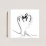 Swan Heart Hand Drawn Greeting Card, thumbnail 2 of 6