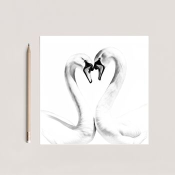 Swan Heart Hand Drawn Greeting Card, 2 of 6