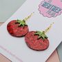Small Red Tomato Glitter Resin Earrings, thumbnail 4 of 4