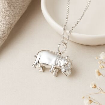 Personalised Sterling Silver Hippo Necklace, 2 of 9