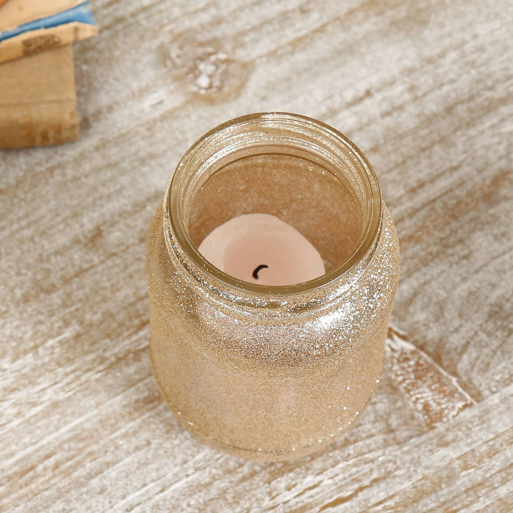 Champagne Gold Glitter Glass Candle Jar By Dibor