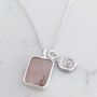 The Duo Rose Quartz Necklace, Silver, thumbnail 4 of 12
