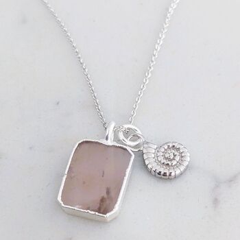The Duo Rose Quartz Necklace, Silver, 4 of 12