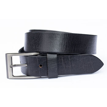 Thick Black Men's Leather Belt Distressed Finish Width '1.35 inches', 5 of 7