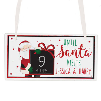 Personalised Santa Christmas Chalk Countdown Wooden Hanging Sign, 4 of 4