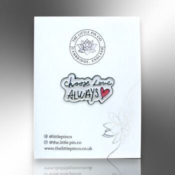 Choose Love Always Glitter Heart Enamel Lapel Pin Badge, 4 of 8