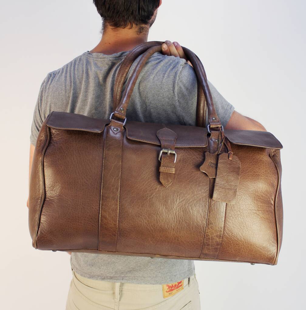 'cavendish' Leather Flapover Holdall Vintage Hickory By Vintage Child ...