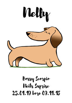 Dachshund Personalised Dog Name And Personality Print, 5 of 6