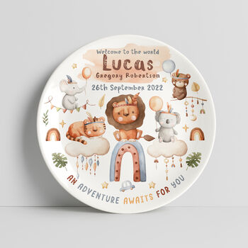 Personalised Boho Baby Keepsake Ceramic Birth Plate, 2 of 4