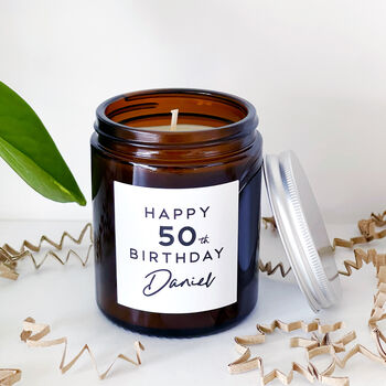 Personalised 50th Birthday Soy Wax Candle Gift Choice Of Fragrance, 2 of 10