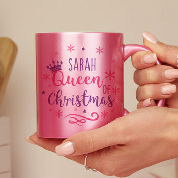 Personalised Queen Of Christmas Pink Mug – Stocking Filler And Secret Santa Gift, 3 of 4