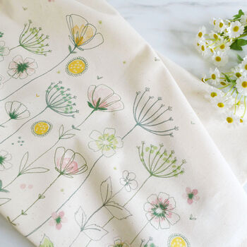 Wildflowers Printed Cotton Tea Towel, 4 of 5