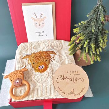 Highland Cow Baby's First Christmas Gift Box, 2 of 11