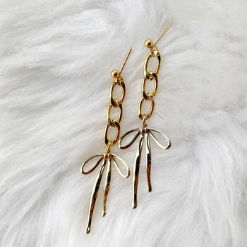 Bow And Chunky Chain Earrings, 2 of 10