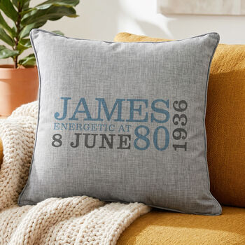 Personalised 80th Birthday Cushion, 4 of 10