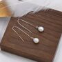 Genuine Fresh Water Pearl Threader Earrings, thumbnail 1 of 12