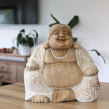 Hand Carved Wood Buddha Stautue, 3 of 6