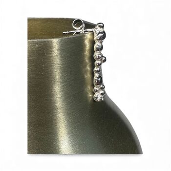 Long Handmade Sterling Silver Pebble Earrings, 5 of 7