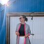 Grey Neon Pink Accent 100% Cashmere Travel Wrap Shawl Gift Boxed, thumbnail 3 of 5