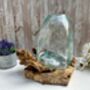 Molten Glass Driftwood Melted Glass Vase On Wood Base, thumbnail 7 of 9