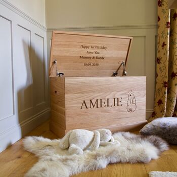 Personalised Oak Toy Box, 2 of 12
