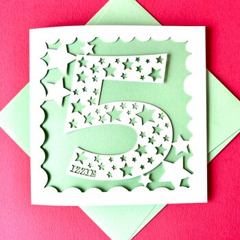 Personalised Stars Age Five Birthday Card, 2 of 4