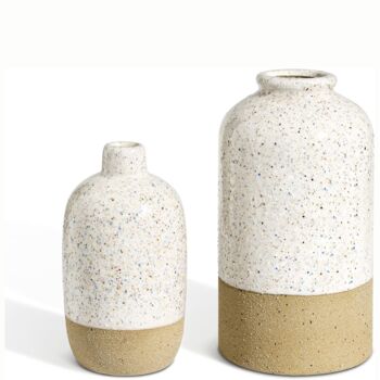 Set Of Two Beige Ceramic Vase, 8 of 8