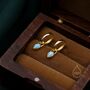 Blue Opal Dagger Huggie Hoop Earrings Sterling Silver, thumbnail 6 of 11
