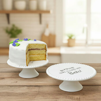 White Ceramic Cake Stand And Cake Plate Gift For Bakers, 2 of 12