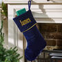 Personalised Moonlight Blue Velvet Christmas Stocking, thumbnail 1 of 8