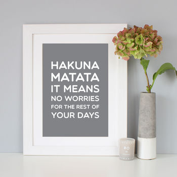 'Hakuna Matata' Disney Quote Print, 3 of 5