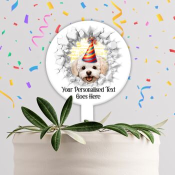 Personalised Bichon Frise Birthday Break Through Dog, 5 of 9