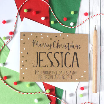 Personalised Merry Christmas Card With Gold Dots, 5 of 5