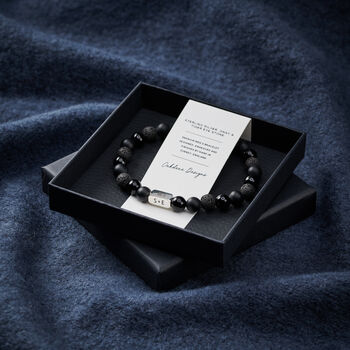 Personalised Men's Sterling Silver And Black Onyx Bead Tally Year Bracelet, 4 of 4