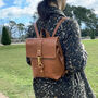 Handcrafted Small Caramel Brown Backpack, thumbnail 1 of 8