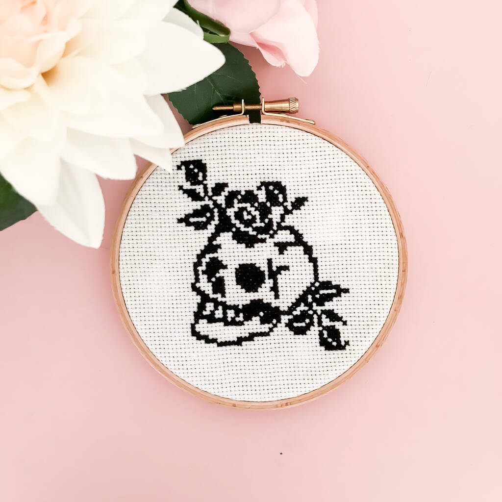 'Skull And Roses' Modern Cross Stitch Kit, 1 of 3
