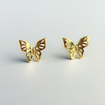 Sterling Silver Simple Butterfly Stud Earrings, 4 of 7