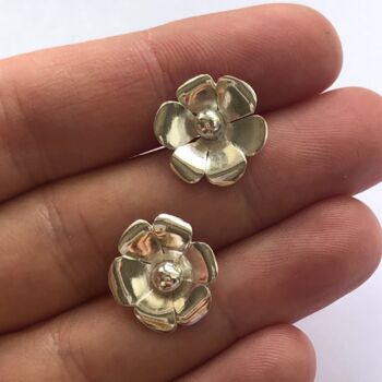 Flower Stud Earrings In Sterling Silver, 6 of 8