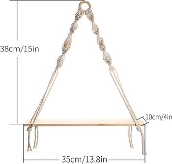 Macrame Wall Hanging Shelf Wooden Handmade Cotton Rope, 6 of 8