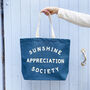 'Sunshine Appreciation Society' Blue Canvas Bag, thumbnail 3 of 7