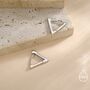 Sterling Silver Triangle Huggie Hoop Earrings, thumbnail 4 of 11