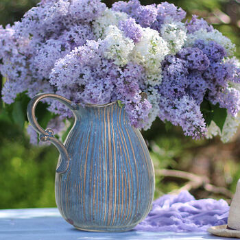 Stainforth Large Blue Ceramic Jug Vase, 4 of 10