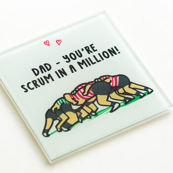 'Scrum In A Million' Rugby Coaster For Dad, 2 of 4