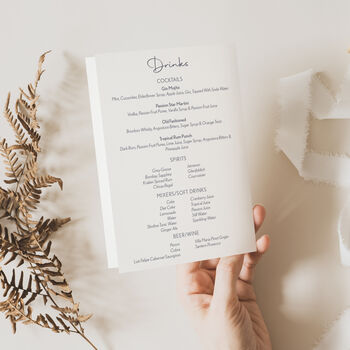 Wedding Table Menu In Pastel Green And White, 3 of 4
