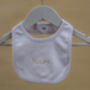 Embroidered White Baby Bib, thumbnail 1 of 8